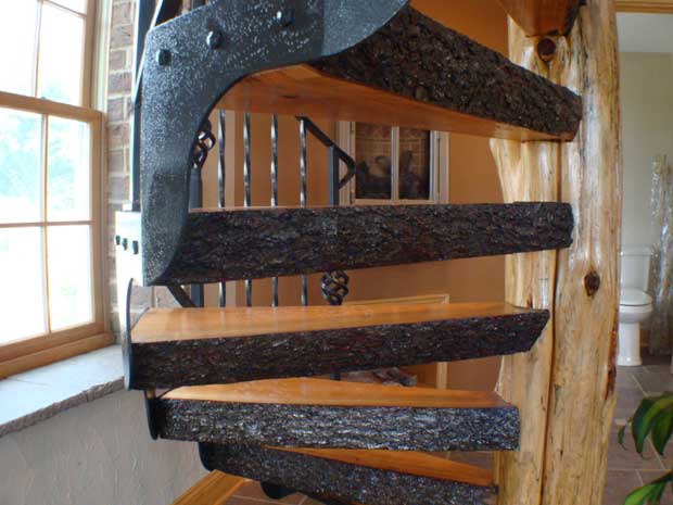 Hand Crafted Solid Cedar and Cherry Spiral Stairs: Boutorabi