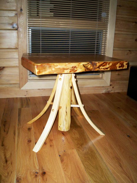 Hand Crafted Solid Wood Slab End Table: Jacob