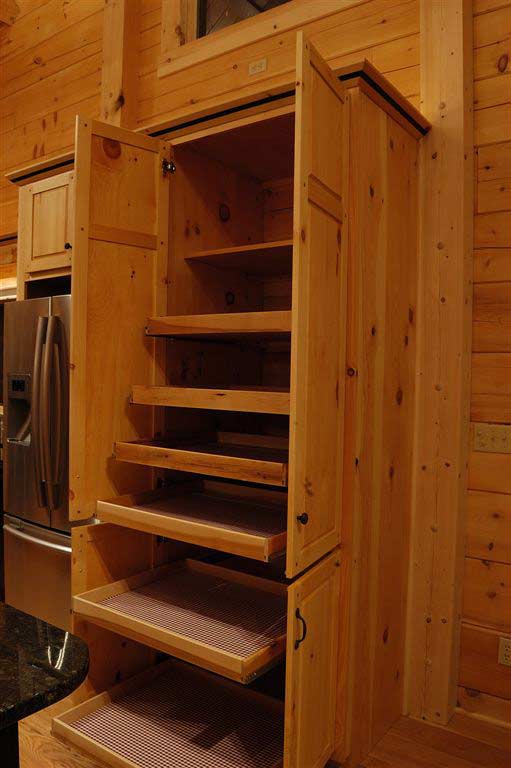 Solid Wood Pine Kitchen Cabinets: Pantry Cabinet Roll Outs