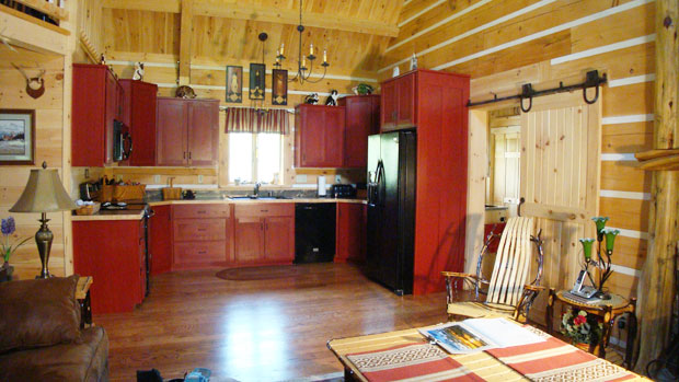 Hand Crafted Solid Cherry (Stained Cabin Red) Kitchen Cabinets: Shank