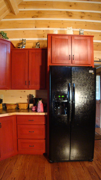 Hand Crafted Solid Cherry (Stained Cabin Red) Kitchen Cabinets: Shank